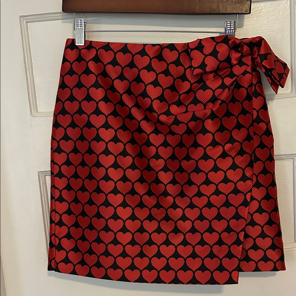 J. Crew Red and Black Heart Mini Skirt